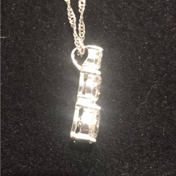 Three Stone Radiance by Absolute Diamond Graduated Round Cut Necklace Silver - Picture 3 of 4